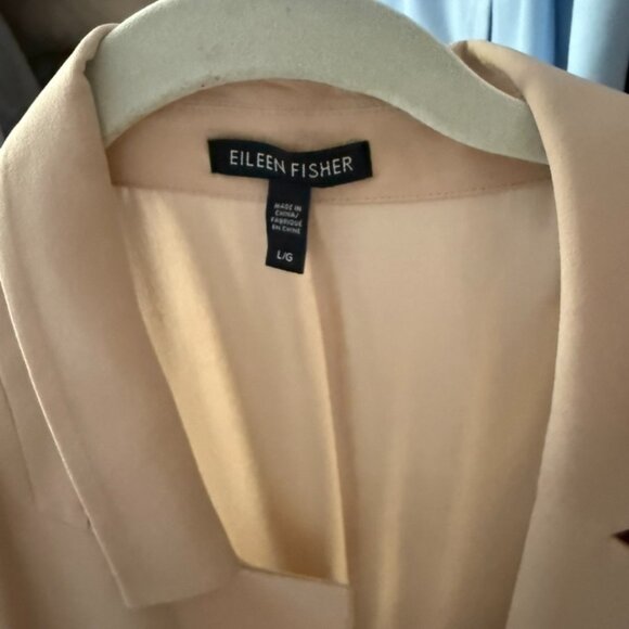 EILEEN FISHER 100% SILK UNLINED LONG JACKET- L- like BRAND NEW- wore ONE TIME ! - Picture 2 of 6